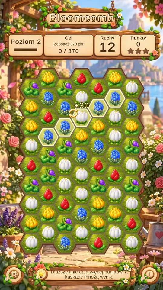 Move preview highlighting the flowers that will form a line